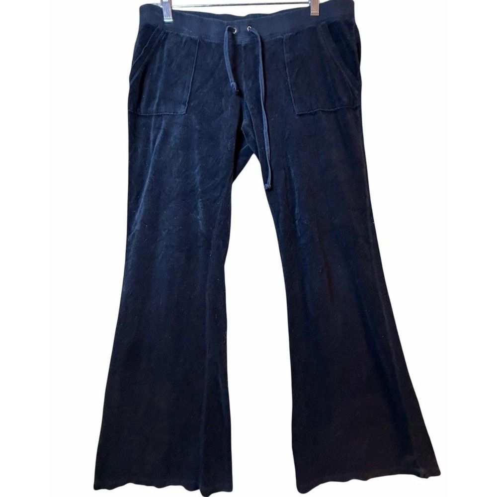 Juicy Couture Velour Cargo‎ Flare Pants Black Size L Made USA